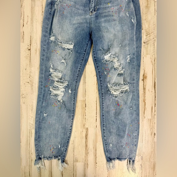 Judy Blue Jeans Womens 15/32 Blue Mid Rise Distressed  Skinny - Picture 3 of 11